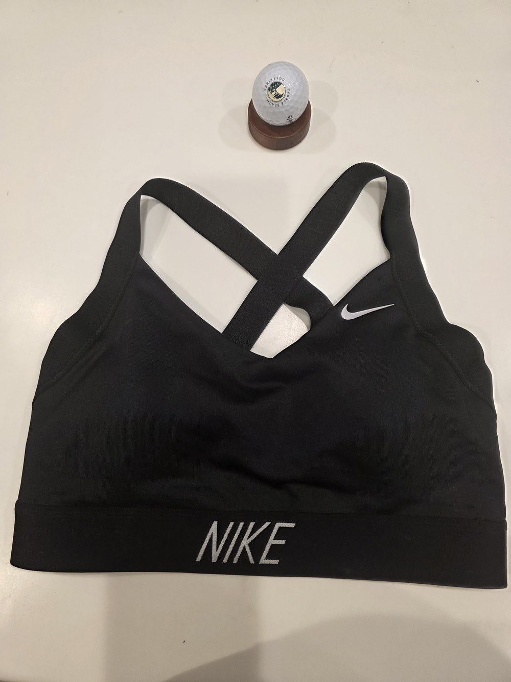 Nike Black Cross-Back Logo Sports Bra